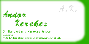 andor kerekes business card